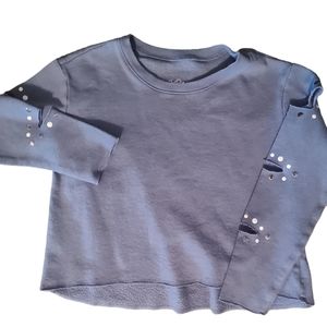 Justice Girls Purple Crop Crewneck Sweatshirt With Cutout Long Sleeves. SIZE 8